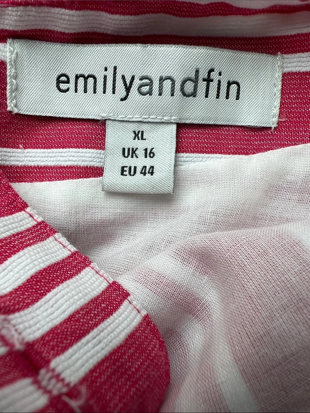 Emily and Fin | Sleeveless Striped Midi Dress Raspberry & White NWOT Size XL
